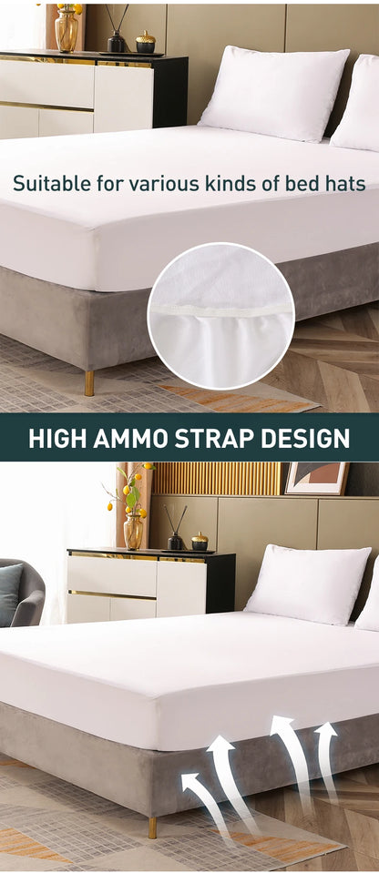 Waterproof Mattress Protector, Breathable Noiseless Mattress Topper, Bed Smooth Jersey Mattress Cover Fully Fitted Sheet
